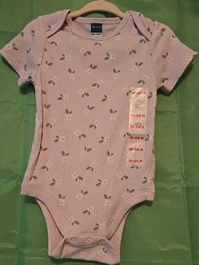 Old Navy Lavender Floral Ribbed Baby Bodysuit